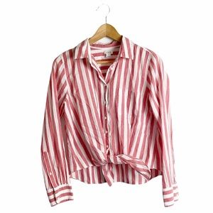 J. Crew Red and White Striped Button Down Shirt